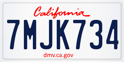 CA license plate 7MJK734