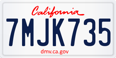 CA license plate 7MJK735
