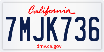 CA license plate 7MJK736