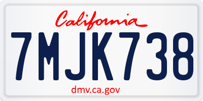 CA license plate 7MJK738