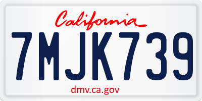 CA license plate 7MJK739