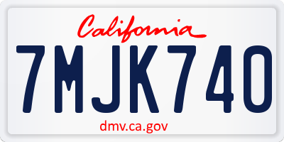 CA license plate 7MJK740