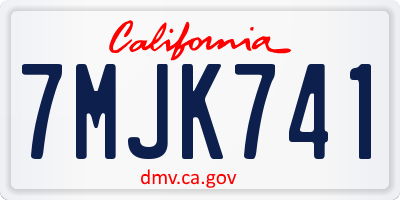 CA license plate 7MJK741