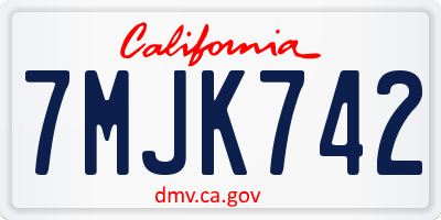 CA license plate 7MJK742