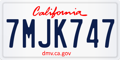 CA license plate 7MJK747