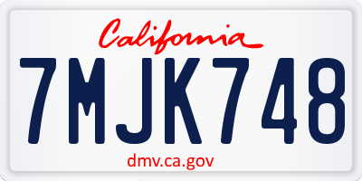 CA license plate 7MJK748