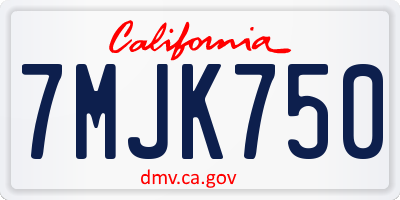 CA license plate 7MJK750