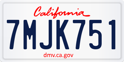 CA license plate 7MJK751