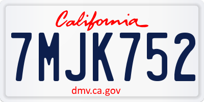 CA license plate 7MJK752