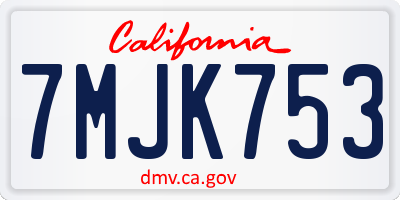 CA license plate 7MJK753