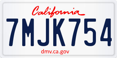 CA license plate 7MJK754