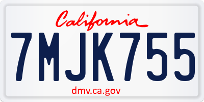 CA license plate 7MJK755