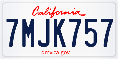 CA license plate 7MJK757