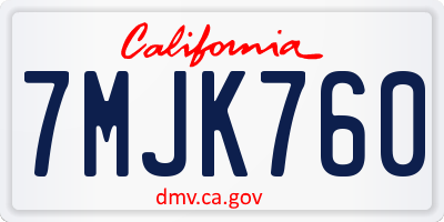 CA license plate 7MJK760