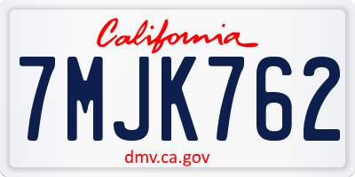 CA license plate 7MJK762