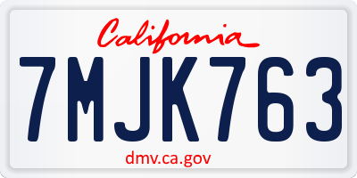 CA license plate 7MJK763