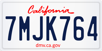 CA license plate 7MJK764