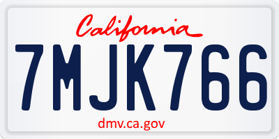 CA license plate 7MJK766
