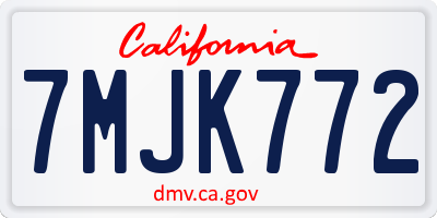 CA license plate 7MJK772