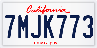 CA license plate 7MJK773