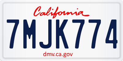 CA license plate 7MJK774