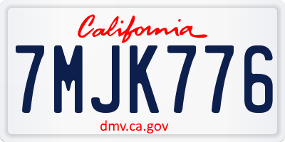 CA license plate 7MJK776