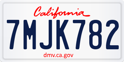 CA license plate 7MJK782