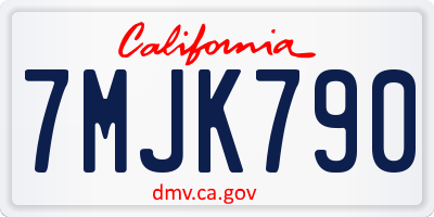 CA license plate 7MJK790
