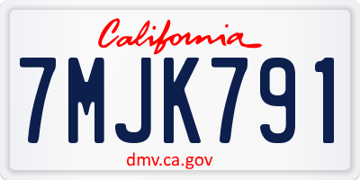 CA license plate 7MJK791