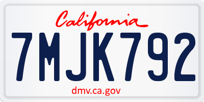 CA license plate 7MJK792
