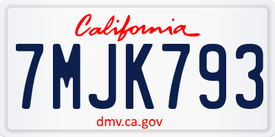CA license plate 7MJK793