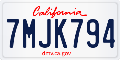 CA license plate 7MJK794
