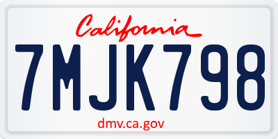 CA license plate 7MJK798