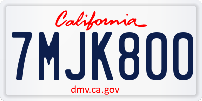 CA license plate 7MJK800