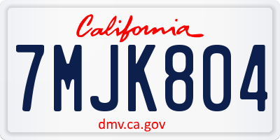 CA license plate 7MJK804
