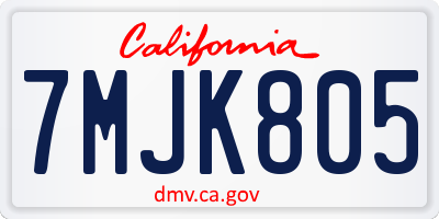 CA license plate 7MJK805