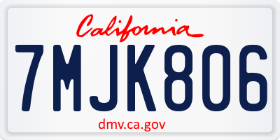 CA license plate 7MJK806