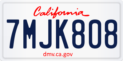 CA license plate 7MJK808