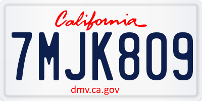 CA license plate 7MJK809