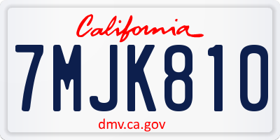 CA license plate 7MJK810