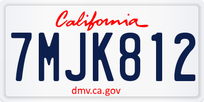 CA license plate 7MJK812