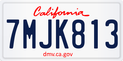 CA license plate 7MJK813