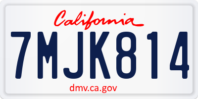 CA license plate 7MJK814