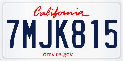 CA license plate 7MJK815