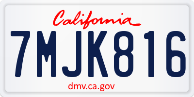 CA license plate 7MJK816