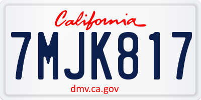 CA license plate 7MJK817