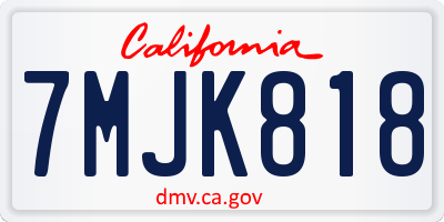 CA license plate 7MJK818