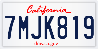 CA license plate 7MJK819