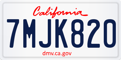 CA license plate 7MJK820