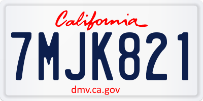 CA license plate 7MJK821